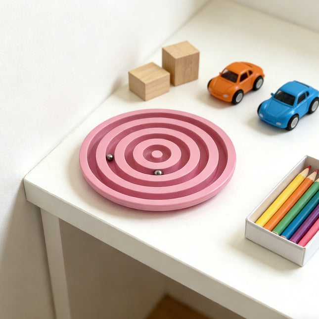 Balanced Labyrinth Marble Game – Hand-Eye Coordination & Concentration Toy – Interactive Maze Puzzle for Kids & Adults – Portable Travel Game (Pink)