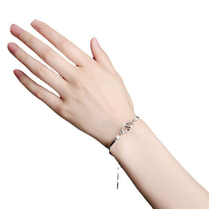 Authentic 925 Sterling Silver Charm Bracelet – Minimalist Beaded Chain Bangle – Elegant Jewelry Gift for Women & Girls
