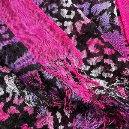 Extra Long Patterned Scarf – Bold Hot Pink & Creative Knots for Versatile Styling – Women's & Men's Fashion Accessory