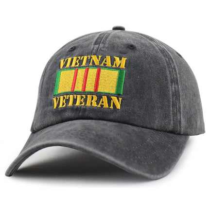 Vietnam Veteran Embroidered Cotton Baseball Cap – Adjustable Patriotic Military Hat for Men, Dad & Grandpa