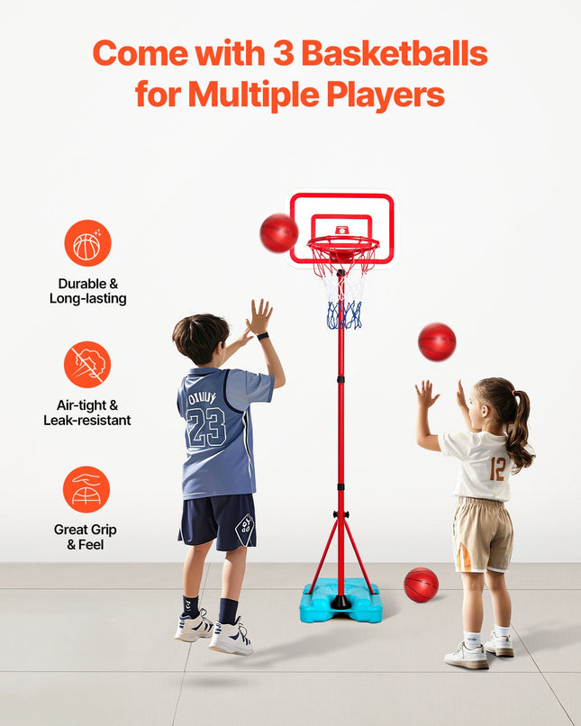 Height-Adjustable Kids Basketball Hoop – Portable Outdoor Basketball Goal System – Durable Backboard & Stand for Backyard & Driveway – Junior Sports Equipment