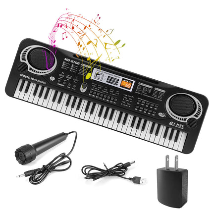 61-Key Digital Music Electronic Keyboard – Electric Piano with Microphone for Beginners – Portable Musical Instrument for Kids & Adults – Learning Mode & Recording