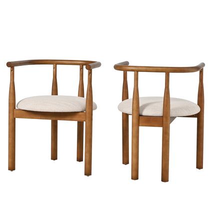 Mid-Century Modern Dining Chairs – Set of 2 Cushioned Accent Chairs with Solid Rubberwood Legs for Kitchen & Dining Room
