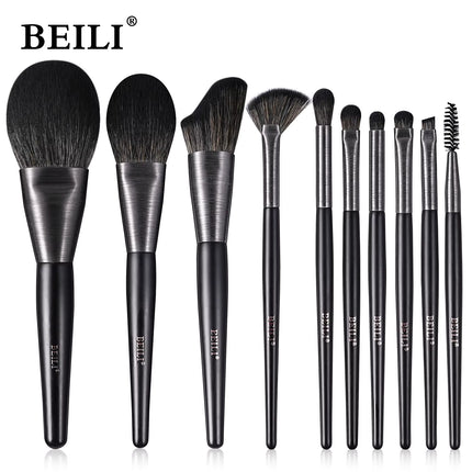 Professional 10pcs Vegan Makeup Brush Set – High-Density Contour & Blush Brushes