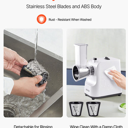 Electric Salad Shooter & Vegetable Slicer – 5 Interchangeable Stainless Steel Cones – Powerful 200W Food Processor for Cheese, Veggies & Fruits