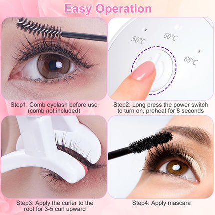 Anti-Burn Electric Lash Curler with Comb – Fast Heat-Up & All Eye Shapes Design