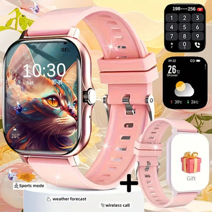 Elegant Women's Smartwatch – Bluetooth Call & Heart Rate Monitor – Luxury Metal Band Fitness Tracker with Diamond-Cut Detail – iOS & Android