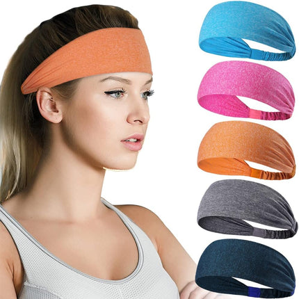 5-Pack Unisex Sports Headbands – Moisture Wicking Workout Sweatbands for Men & Women – Non-Slip Elastic Hair Band for Running, Gym & Yoga
