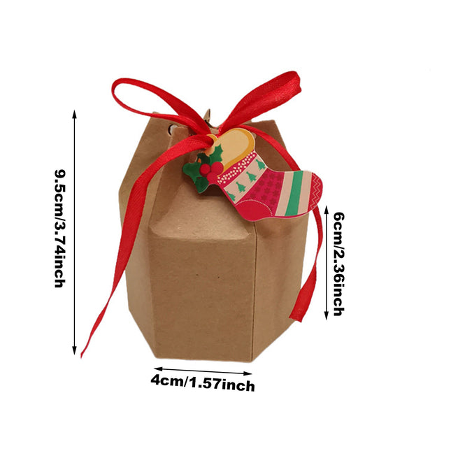 24-Piece Christmas Kraft Treat Boxes – Cookie & Candy Packaging with Greeting Cards & Ribbons – Festive Food Containers for Xmas Party Favors