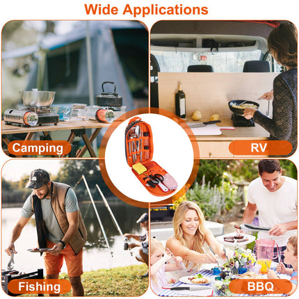 ProExplorer™ 19pcs Picnic Cookware Organizer – Heavy-Duty Campfire Utensil Set for BBQ, Hiking & Travel