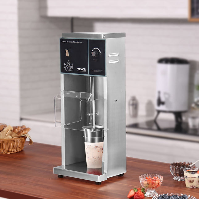 Heavy Duty Ice Cream Stir Machine – 400W High Speed Milkshake & Treat Mixer – 304 Stainless Steel Construction for Cafes & Dessert Shops