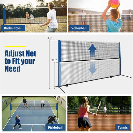 10FT Portable Multi-Sport Net Set – Adjustable Height (33.5" - 61") for Badminton, Tennis, Pickleball & Kids' Volleyball – Easy Setup with Carry Bag
