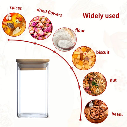 Minimalist 24-Pcs Spice Organizer Set – High-Quality Glass Jars with Natural Bamboo Lids & Collapsible Funnel