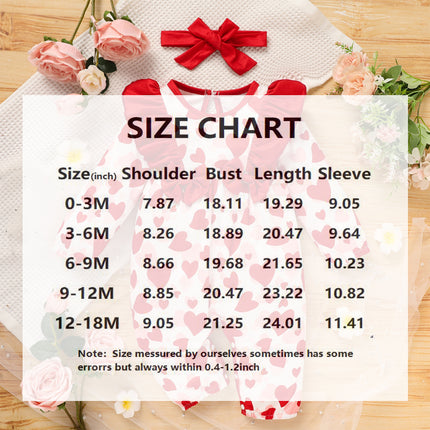 Baby Girl Valentine's Day Romper – Heart Print Long Sleeve Bodysuit with Ruffle Trim & Bow – Sweetheart Holiday Outfit