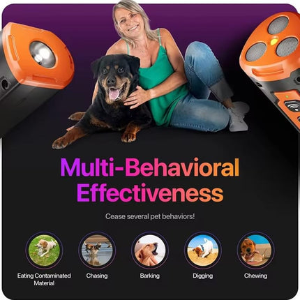 Professional 3-Emitter Dog Bark Deterrent – High-Power Ultrasonic Training Tool – 50ft Range Anti-Bark Device – 100% Safe & Humane Stop Barking Silencer