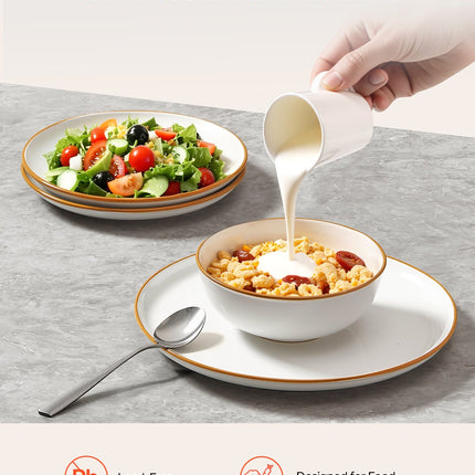 12-Piece Modern Ceramic Dinnerware Set – Complete Service for 4 – Elegant White Plates & Bowls