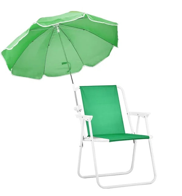 Portable Folding Camping Chair with 360° Adjustable Umbrella – 265lbs Capacity – Forest Green Sunshade Chair for Fishing, Beach & Picnic