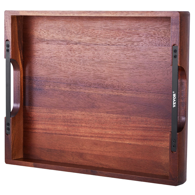 17" Acacia Wood Breakfast Tray – Large Serving Tray with Handles for Bed, Sofa & Coffee Table