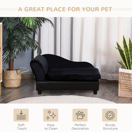 Luxury Black Pet Sofa Bed with Hidden Storage – Modern Faux Leather Dog & Cat Couch – Elevated Designer Pet Furniture for Small Breeds