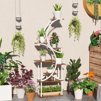 62" Tall 8-Tier Wooden Plant Stand – Large Capacity Multi-Level Flower Shelf – Carbonized Wood Display Rack for Indoor Garden