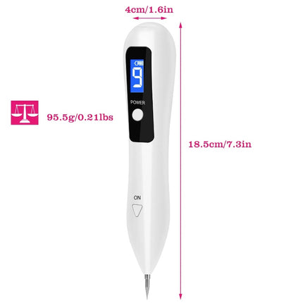 Professional Skin Tag & Mole Remover Pen – LCD Display Plasma Laser Repair Kit – 9 Adjustable Levels with 6 Replaceable Needles for Home Beauty