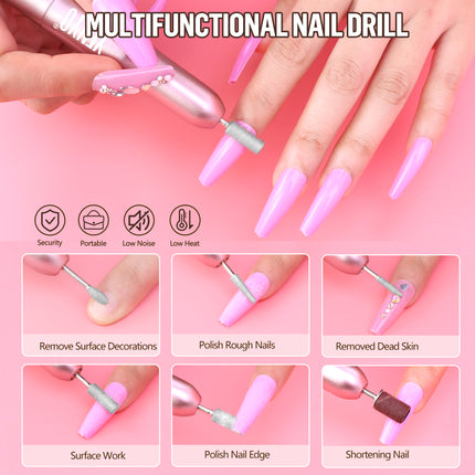All-in-One Acrylic Nail Kit with UV Light & Electric Nail Drill – 4 Colors Gel Polish Starter Set – Professional Nail Extension Kit for Beginners & DIY Salon