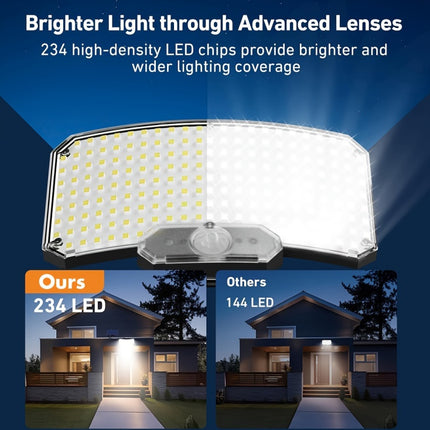 234 LED Solar Outdoor Light – 3-Head Motion Sensor Security Light – 270° Wide Angle Illumination – IP65 Waterproof Wireless Solar Flood Light
