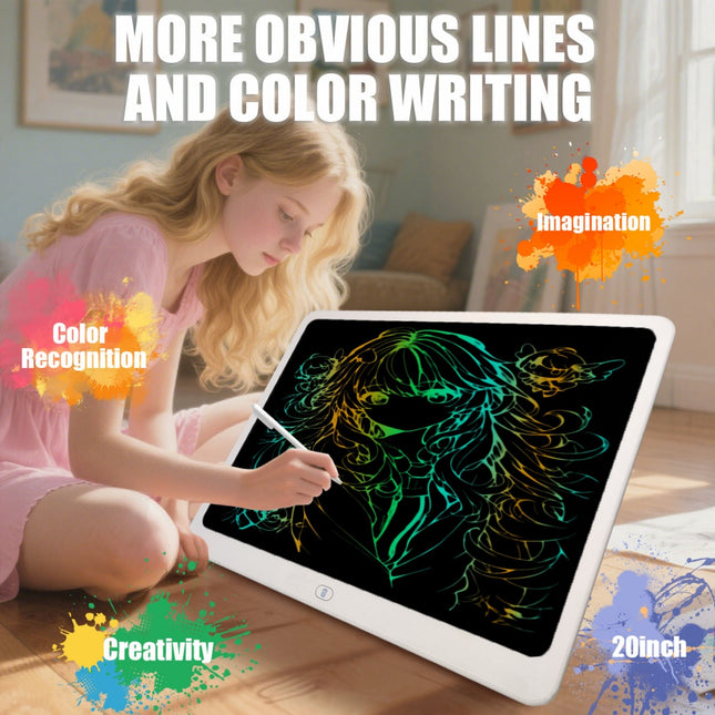 Giant 20-Inch LCD Writing Tablet – Colorful Electronic Doodle Board – Erasable & Reusable Drawing Pad for Kids – Educational Learning Gift