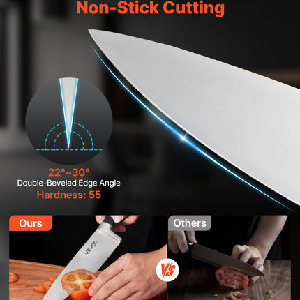 15-Piece Professional Knife Set with Wooden Block – Ultra-Durable Crack-Resistant Handles – High-Carbon Stainless Steel Cutlery