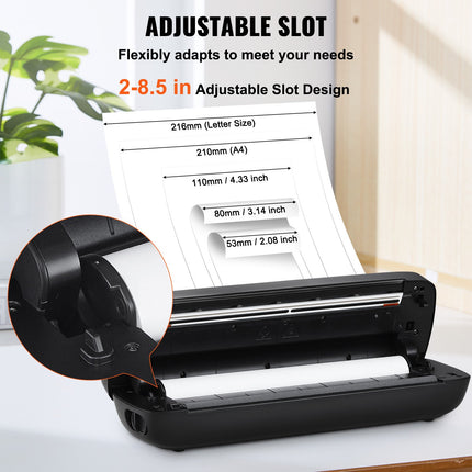 Portable A4 Wireless Thermal Printer – 203 DPI Inkless Mobile Printer with 2600mAh Battery – Bluetooth Document Printer for iOS, Android & Laptop