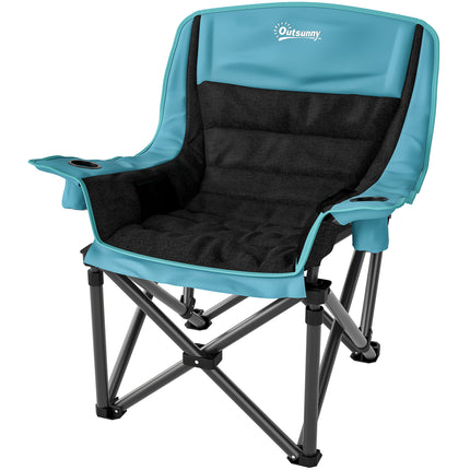 Forest Green Folding Camping Chair – Heavy-Duty Portable Outdoor Seat – With Side Pockets, Cup Holder & Carry Bag – Green & Black