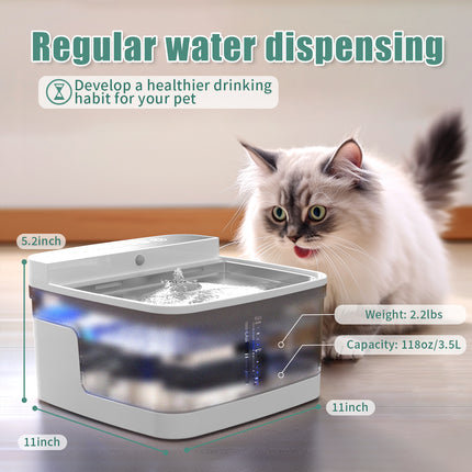 Wireless Rechargeable Pet Water Fountain – Motion Sensor Activated Dog & Cat Dispenser – Battery Operated Ultra-Quiet Filtered Fountain