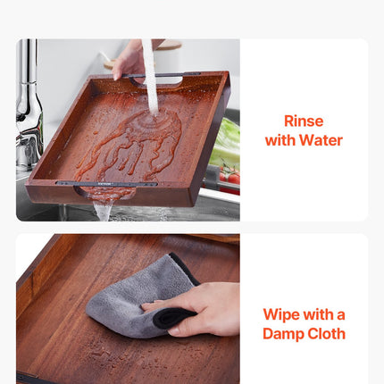 17" Acacia Wood Breakfast Tray – Large Serving Tray with Handles for Bed, Sofa & Coffee Table