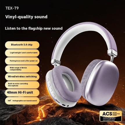 T9 Wireless Bluetooth Headphones – Hi-Fi Stereo Over-Ear Headset – Deep Bass & Noise Isolation with Built-in Mic – Soft Cushion Comfort for Gaming, Music & Travel