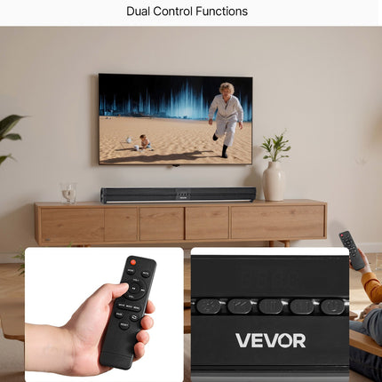 32-Inch 80W Sound Bar for Smart TV – 2.0 Channel Surround Sound System – Bluetooth 5.0, AUX & Optical Input – Large Home Theater Speaker with Remote Control