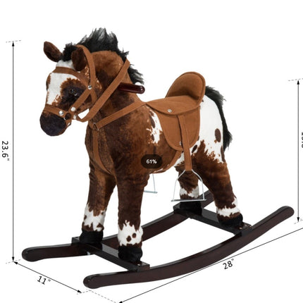 Classic Musical Rocking Horse – Plush Ride-On Toy for Toddlers – Safe Wooden Base with Easy-Grip Handles – Perfect Gift for 18-36 Months