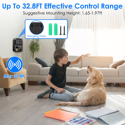 Rechargeable Ultrasonic Anti-Barking Device – IPX4 Waterproof Bark Control Box – 3 Adjustable Frequency Modes – 33ft Range Auto Dog Barking Deterrent for Indoor & Outdoor
