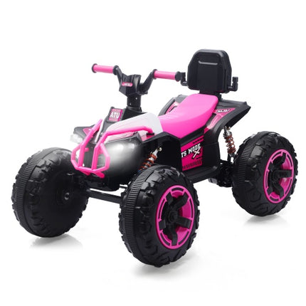 12V Kids Ride-On ATV – 4-Wheeler Electric Quad with Leather Seat & Bluetooth – All-Terrain Toy Car with LED Lights & Suspension – Gift for Boys & Girls