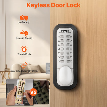 Mechanical Keyless Entry Door Lock – Waterproof 14-Key Keypad Deadbolt – Battery-Free Combination Lock for Gates, Home & Office – Zinc Alloy