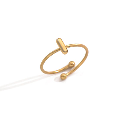 18K Gold Plated Initial Rings for Women – Adjustable Stainless Steel Letter A-Z Ring – Personalized Minimalist Jewelry – Waterproof & Tarnish-Free