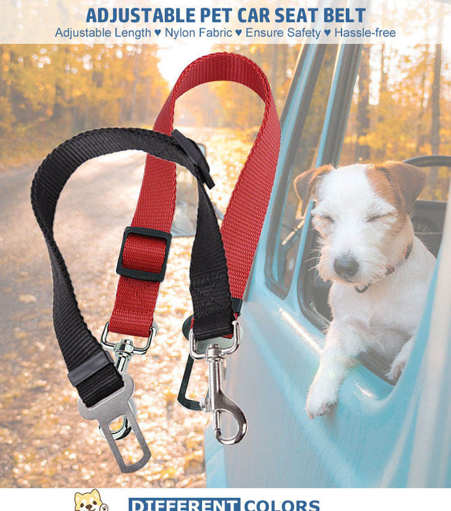 Adjustable Dog Car Seat Belt – Heavy Duty Nylon Pet Safety Lead – Universal Vehicle Seatbelt Attachment for Dogs & Cats
