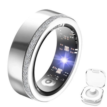 2025 New Smart Ring for Women – Elegant Diamond Health Tracker with Visible Tech Core – Heart Rate, Sleep & Fitness Monitor – IP68 Waterproof