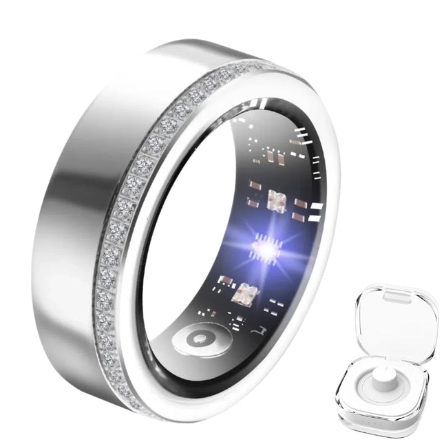 2025 New Smart Ring for Women – Elegant Diamond Health Tracker with Visible Tech Core – Heart Rate, Sleep & Fitness Monitor – IP68 Waterproof