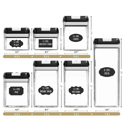 7-Piece Airtight Food Storage Container Set – BPA-Free Clear Pantry Organizers with Locking Lids for Flour, Cereal & Snacks