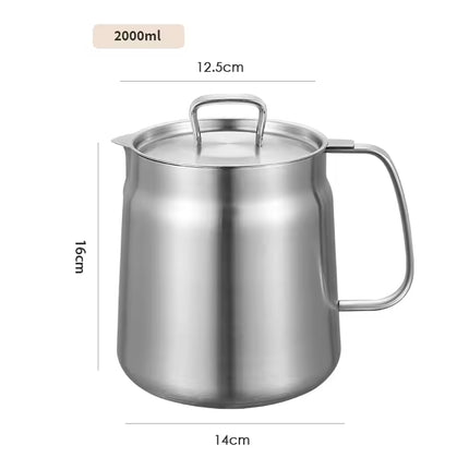 2L Stainless Steel Oil Filter Pot – Multi-Functional Oil Storage Tank with Fine Mesh Strainer – Deep Frying Basket & Grease Keeper for Kitchen