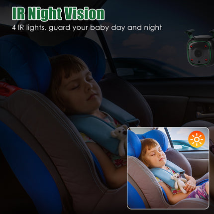 Dual Baby Car Camera for 2 Kids – 6.86" HD Split Screen Monitor – 1080P Rear Facing Car Seat Camera with 120° Wide View & Night Vision