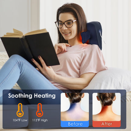 Cordless 4D Shiatsu Neck and Shoulder Massager with Heat – Deep Kneading Electric Massage Pillow for Back Pain Relief & Home Relaxation