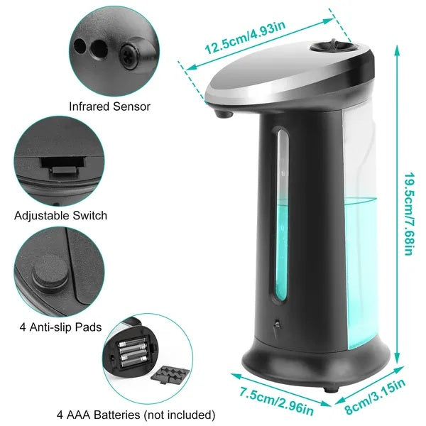 Automatic Soap Dispenser with Infrared Sensor – 16.9oz Large Capacity Touchless Hand Sanitizer Dispenser – Anti-Slip Base for Kitchen & Bathroom