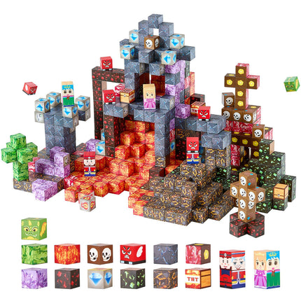 AuraBlocks™ 150 Pcs Magnetic Blocks Dark Castle Set – Glow-in-the-Dark Style Building Tiles – STEM Montessori Sensory Toys for Kids – Creative Architecture Playset