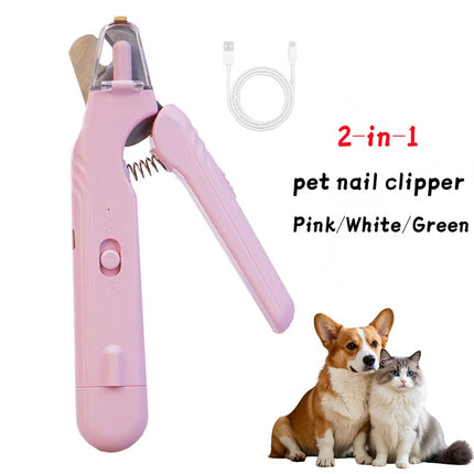 2-in-1 Pet Nail Clippers with LED Light – Quick-View Bloodline Sensor – Professional Dog & Cat Nail Trimmer with Built-in File